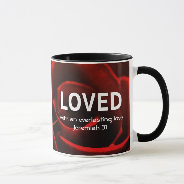 Valentine | ROTE ROSE | LIEBT | CHRISTLICH Tasse (Rechts)