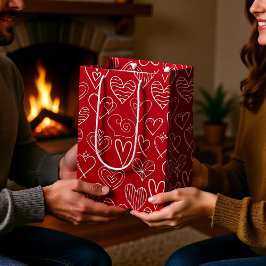 Valentine rotes Herzmuster Mittlere Geschenktüte