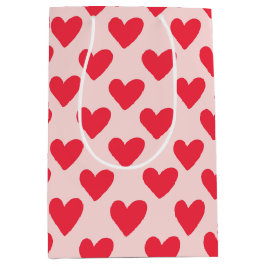 Valentine rotes und rosa Herzmuster Mittlere Geschenktüte