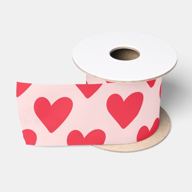 Valentine rotes und rosa Herzmuster Satinband (Spule)