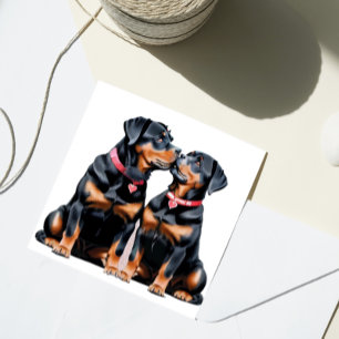 Valentine Rottweilers Sweethearts Liebe Feiertagskarte