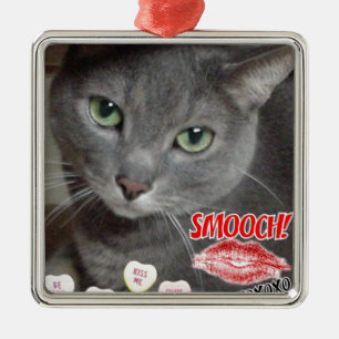 Valentine Russian Blue Cat Ornament Aus Metall