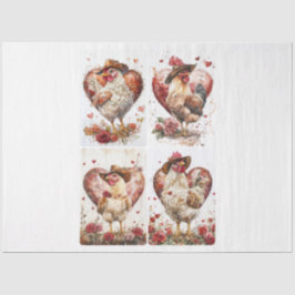 Valentine Rustikale Hühner Seidenpapier