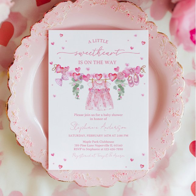 Valentine’s Baby Shower Invitation, Pink Heart Einladung (Von Creator hochgeladen)