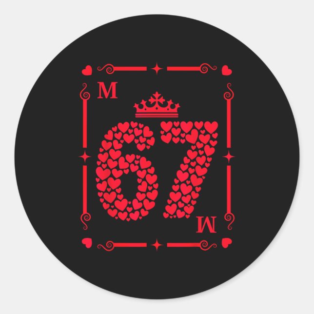 Valentine’s Day 67 Filled With Hearts Card Six Sev Runder Aufkleber (Vorderseite)