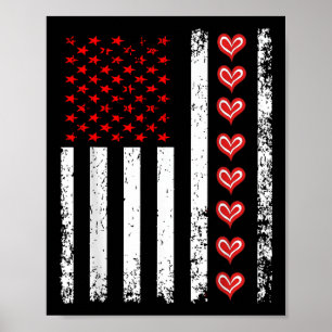 Valentine S Day American Flag mit Herz für Coup Poster