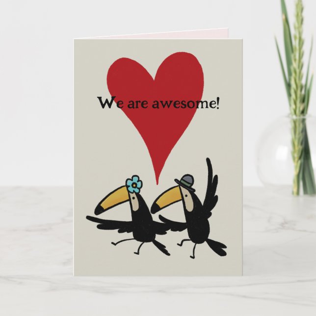 Valentine’s Day card: Awesome Two Toucans with Pic Dankeskarte (Vorderseite)