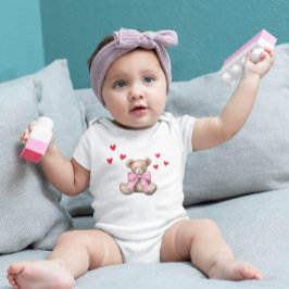 Valentine’s Day Cute Teddy Bear Baby Bodysuit Baby T-shirt