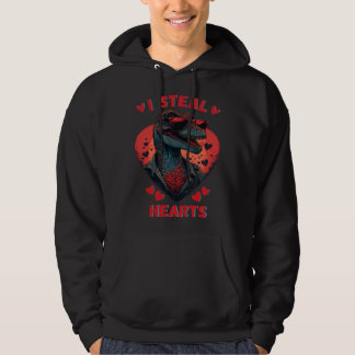 Valentine s Day Dinosaur I Steal Hearts Boys Rex Hoodie