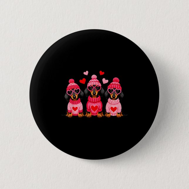 Valentine’s Day Dog Cute Dachshund Dogs For Dog Mo Button (Vorderseite)