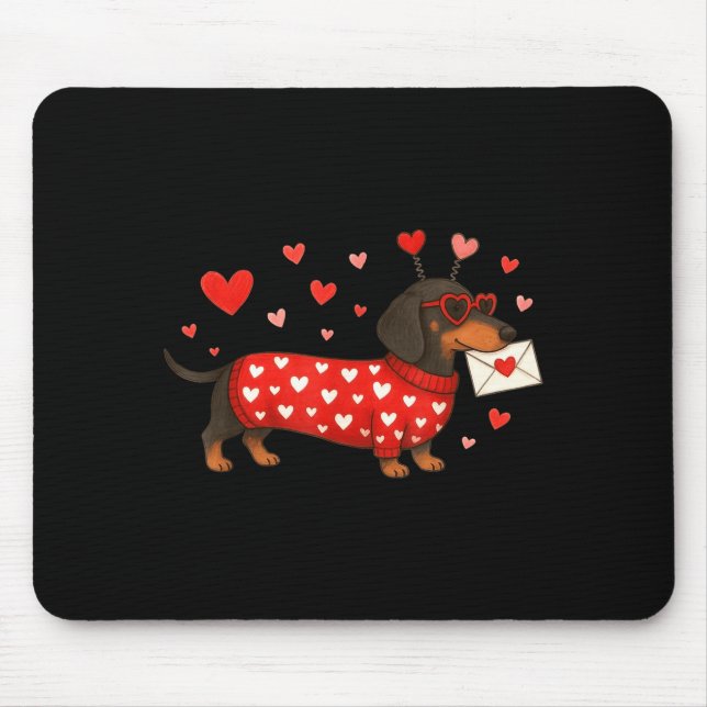 Valentine’s Day Dog Cute Dachshund Dogs For Dog Mo Mousepad (Vorne)