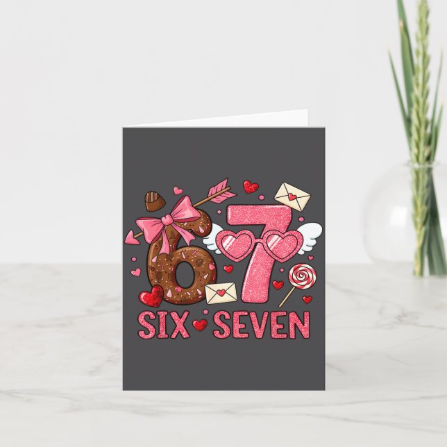 Valentine’s Day Funny 67 Meme Six Seven 6 7 Hearts Karte (Vorderseite)