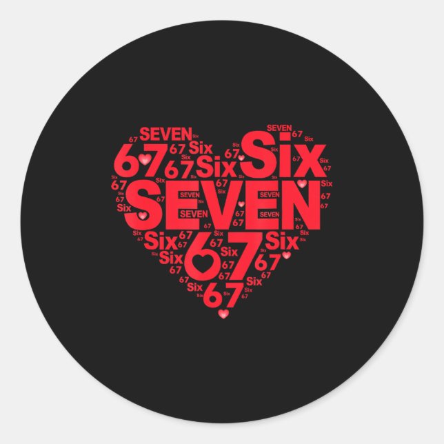 Valentine’s Day Funny 67 Meme Six Seven 6 7 Valent Runder Aufkleber (Vorderseite)