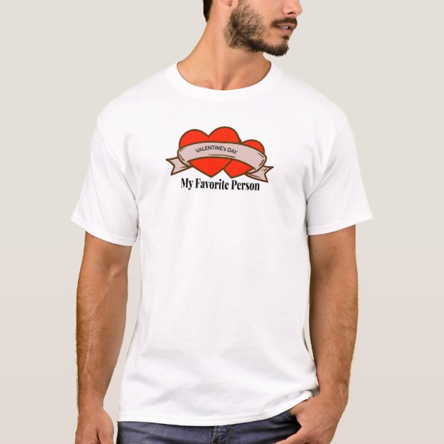 Valentine’s Day Heart Ribbon Romantic love Design T-Shirt (Vorderseite)