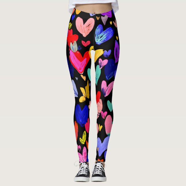 Valentine’s Day Leggings – Romantic Heart Pattern  (Vorderseite)