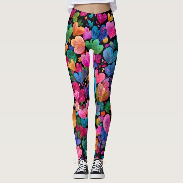 Valentine’s Day Leggings – Romantic Heart Pattern  (Vorderseite)