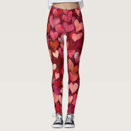 Valentine’s Day Leggings – Romantic Heart Pattern 