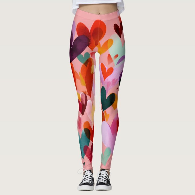 Valentine’s Day Leggings – Romantic Heart Pattern  (Vorderseite)