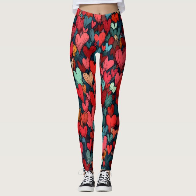 Valentine’s Day Leggings – Romantic Heart Pattern  (Vorderseite)