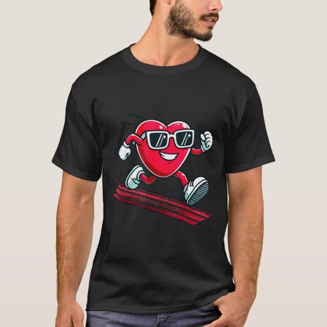 Valentine’s Day Love Heart Runner Track Running  T-Shirt (Vorderseite)