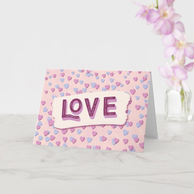 Valentine’s Day Love Pink and Blue Hearts Karte (Orchidee)