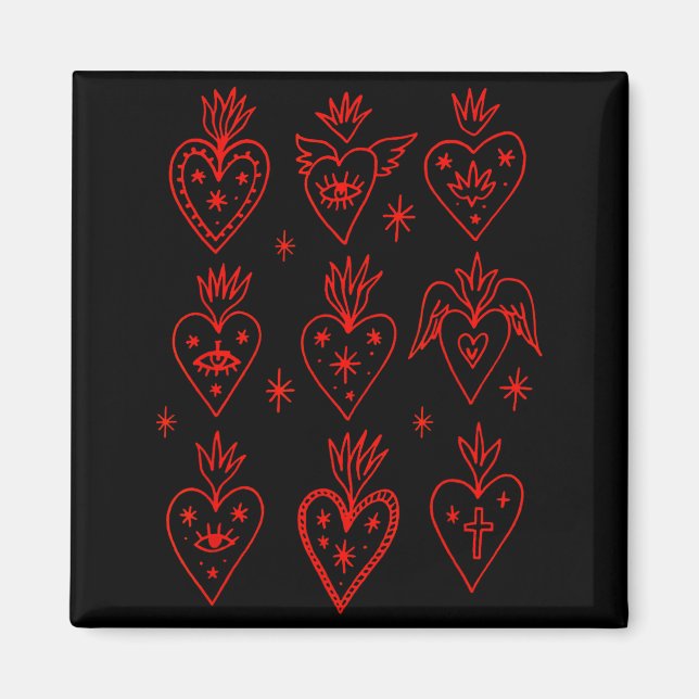 Valentine’s Day Mexican Milagro Gothic Goth Sacred Magnet (Vorne)