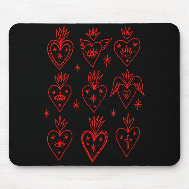 Valentine’s Day Mexican Milagro Gothic Goth Sacred Mousepad (Vorne)
