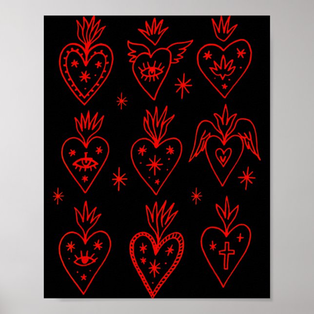 Valentine’s Day Mexican Milagro Gothic Goth Sacred Poster (Vorne)