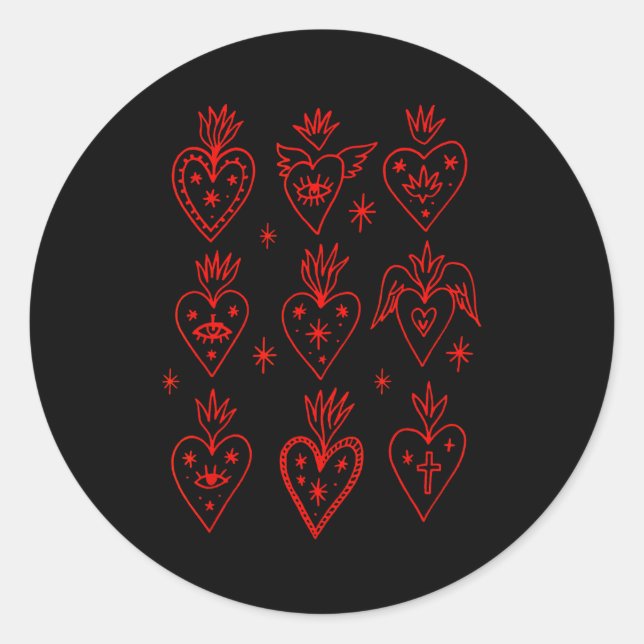 Valentine’s Day Mexican Milagro Gothic Goth Sacred Runder Aufkleber (Vorderseite)