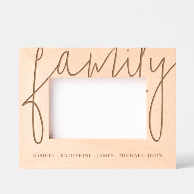 Valentine’s Day Personalized Family Name Wooden Geätzte Rahmen (Vorderseite)