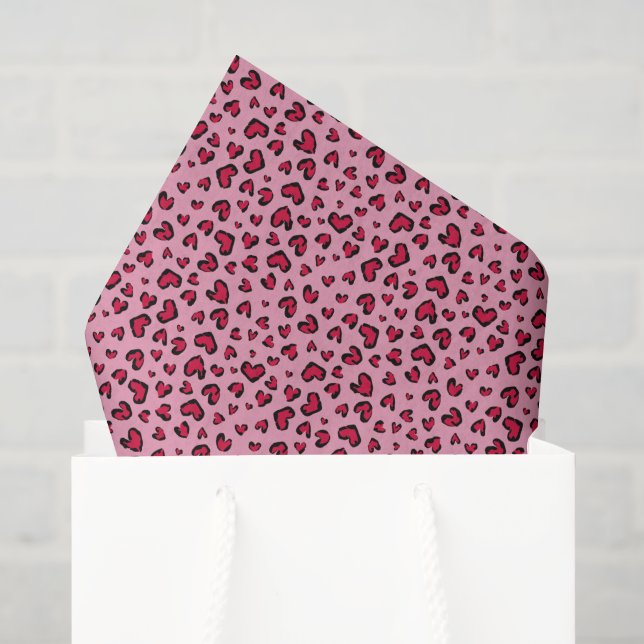 Valentine’s Day Red Pink Heart Leopard print Seidenpapier (Geschenktüte)