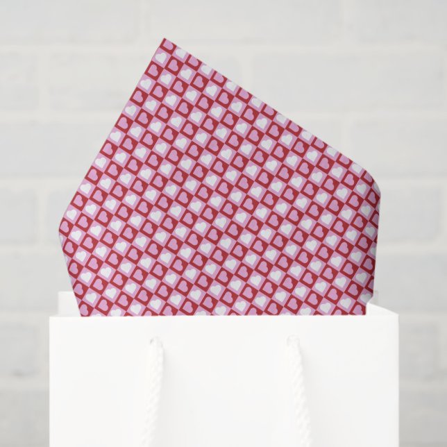 Valentine’s Day Red Pink Hearts Stripes Pattern  Seidenpapier (Geschenktüte)