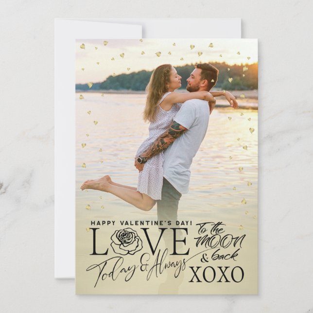 Valentine’s Day Romantic Golden Feiertagskarte (Vorderseite)