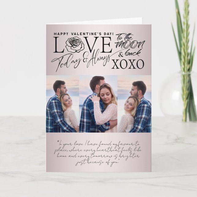 Valentine’s Day Soft Blush  Photo Collage  Karte (Vorderseite)