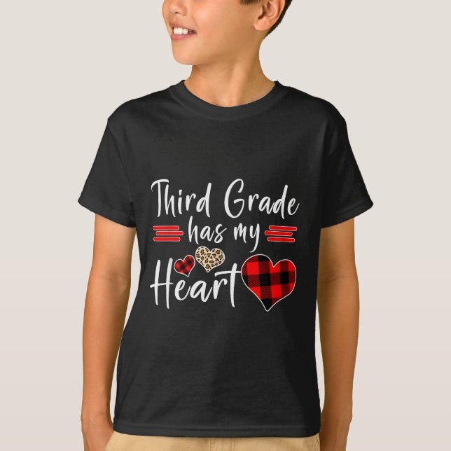 Valentine’s Day Third Grade Has My Heart Plaid Tea T-Shirt (Vorderseite)