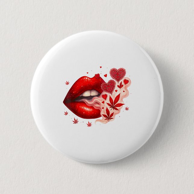 Valentine’s Day Weed Lover Stoner Babe  Button (Vorderseite)