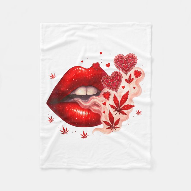 Valentine’s Day Weed Lover Stoner Babe  Fleecedecke (Vorderseite)