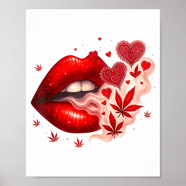 Valentine’s Day Weed Lover Stoner Babe  Poster (Vorne)