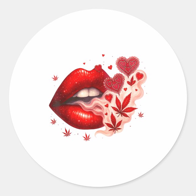 Valentine’s Day Weed Lover Stoner Babe  Runder Aufkleber (Vorderseite)