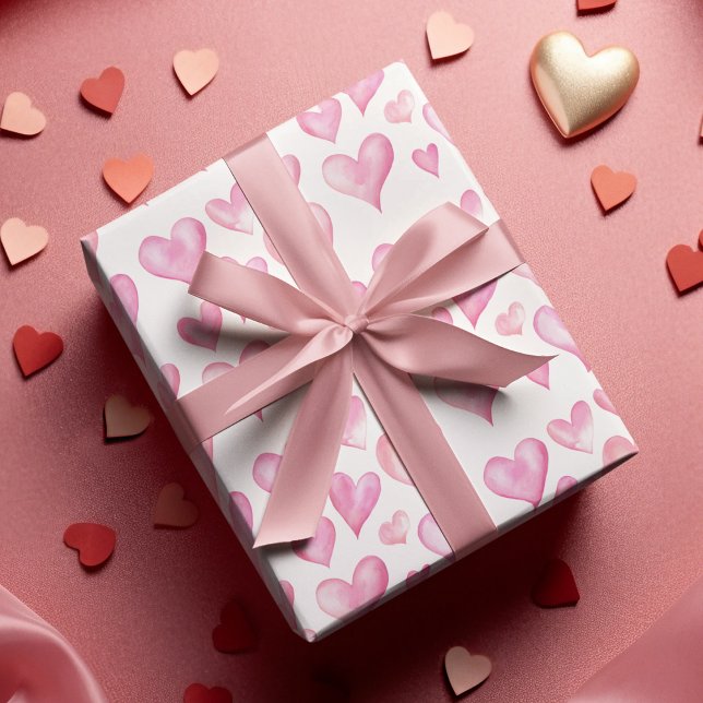 Valentine’s Day Wrapping Paper with Pink Hearts  Geschenkpapier (Von Creator hochgeladen)