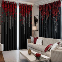 Valentine’s Red Heart Curtains – Romantic Window D
