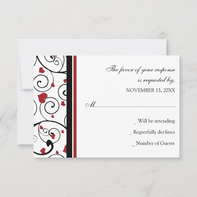 Valentine`s Wedding RSVP Card Karte (Vorderseite)