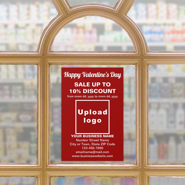 Valentine Sale on Red Window Cloning Fensteraufkleber (Business Valentine sale on red window cling. Signage to attract more customers this Valentine's Day.)