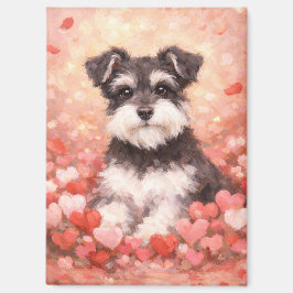 Valentine Schnauzer mit Herzen Magnet