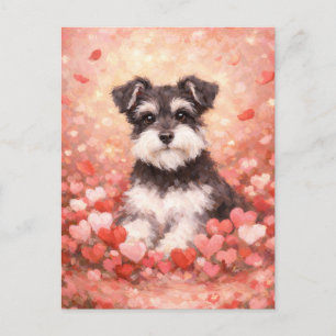 Valentine Schnauzer mit Herzen Postkarte
