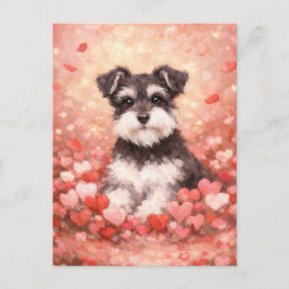 Valentine Schnauzer with Hearts Postkarte