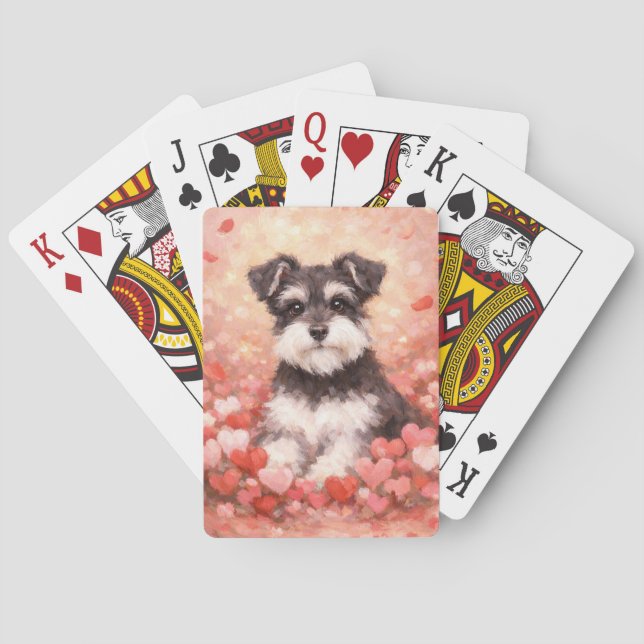 Valentine Schnauzer with Hearts Spielkarten (Rückseite)