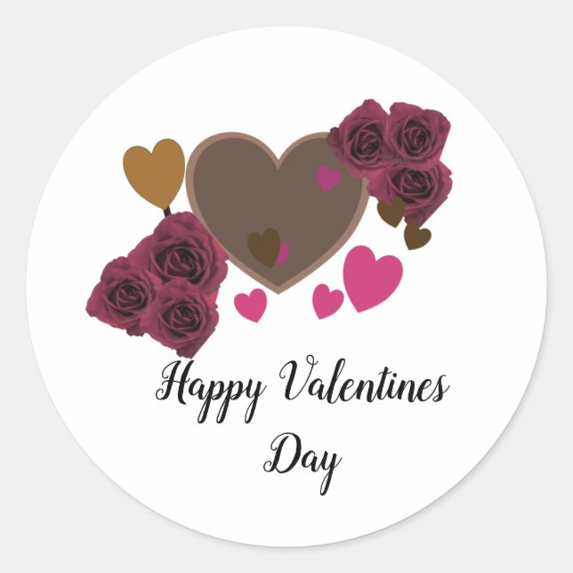 Valentine Schokolade und Rose Rundaufkleber Runder Aufkleber (Vorderseite)