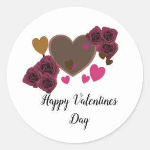 Valentine Schokolade und Rose Rundaufkleber Runder Aufkleber