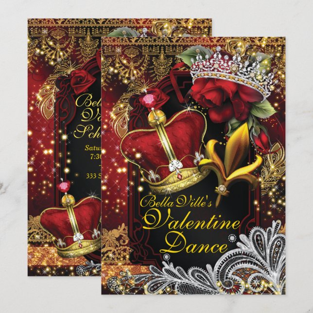 Valentine School Homecoming Prom Tanz Einladung (Vorne/Hinten)